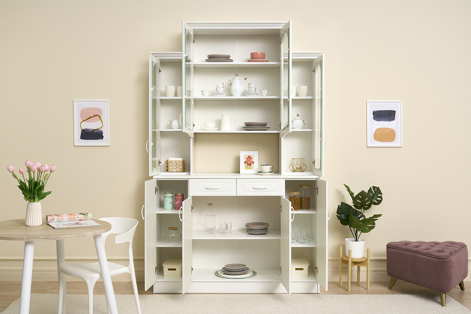 Буфет Констанция 4-х створчатый белый матовый