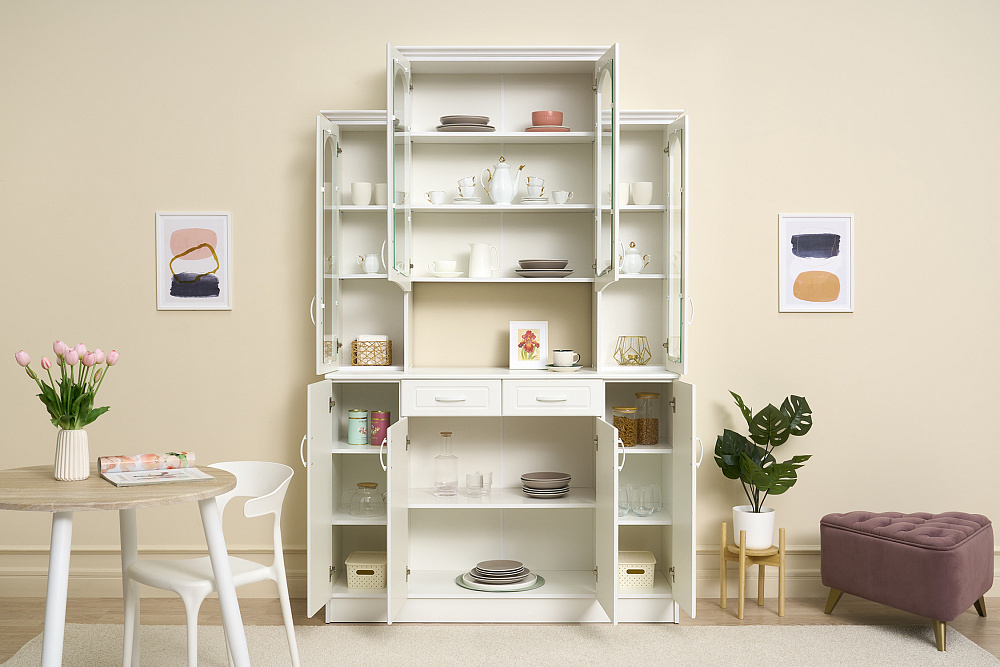 Буфет Констанция 4-х створчатый белый матовый