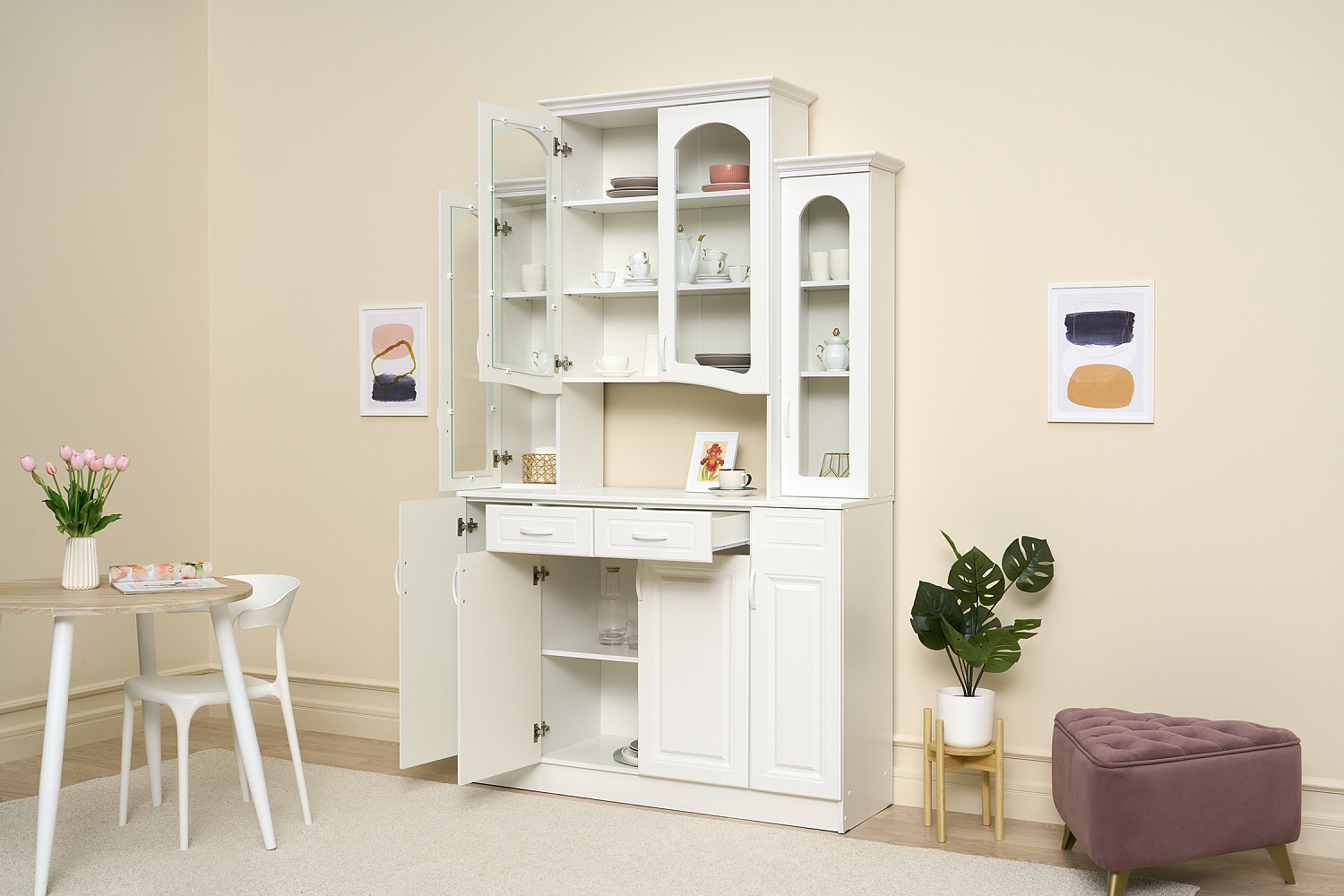 Буфет Констанция 4-х створчатый белый матовый