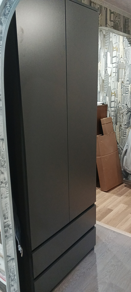 Шкаф 2-х створчатый с ящиками Эккервуд графит серый