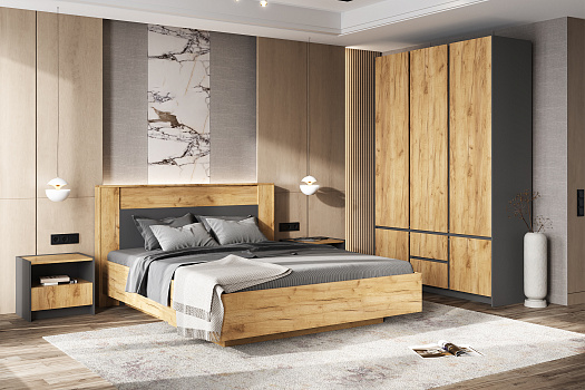 Спальня Остин графит / дуб крафт