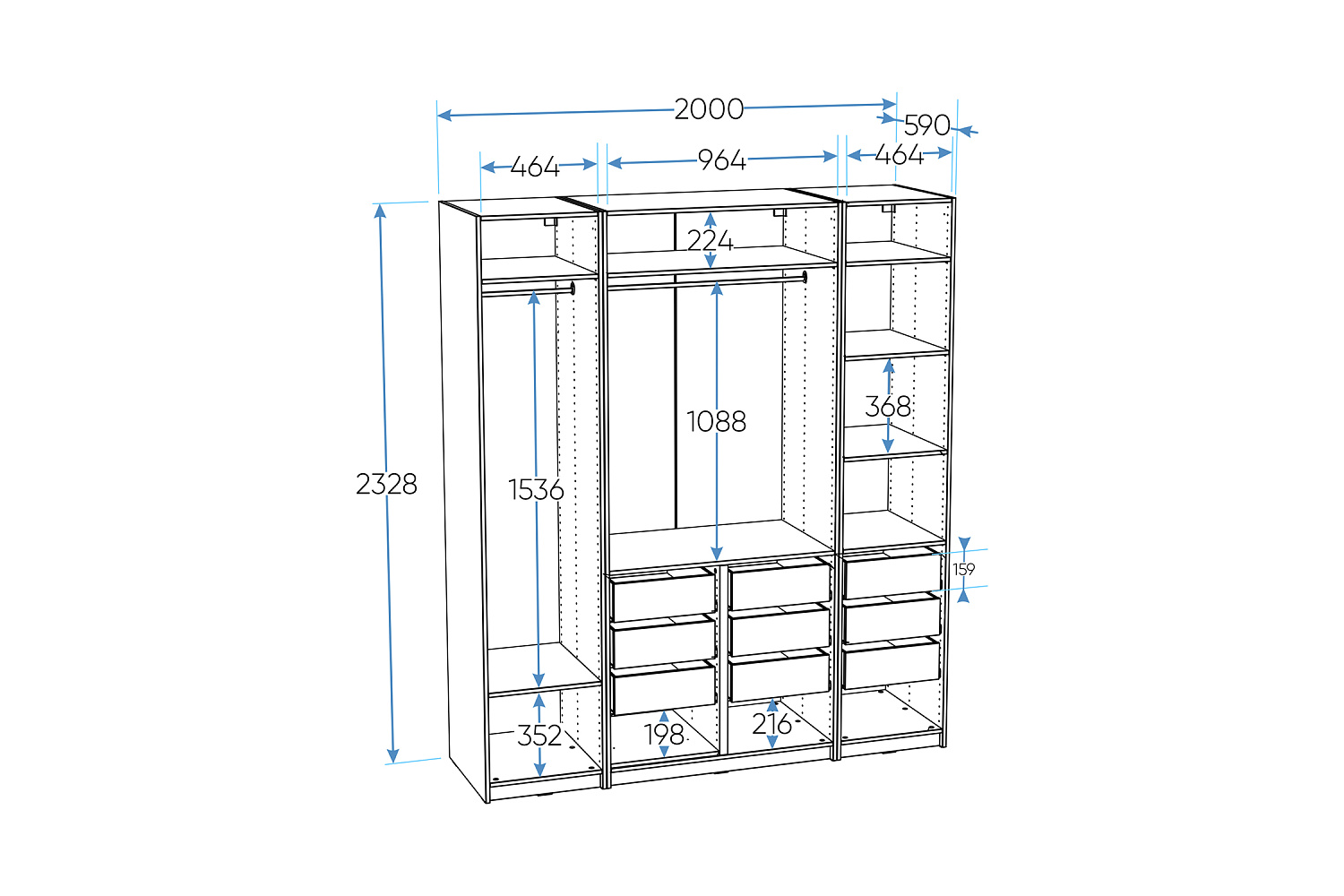 Гардеробная прямая Макс №3 белая