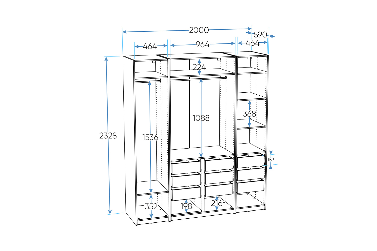 Гардеробная прямая Макс №3 серая