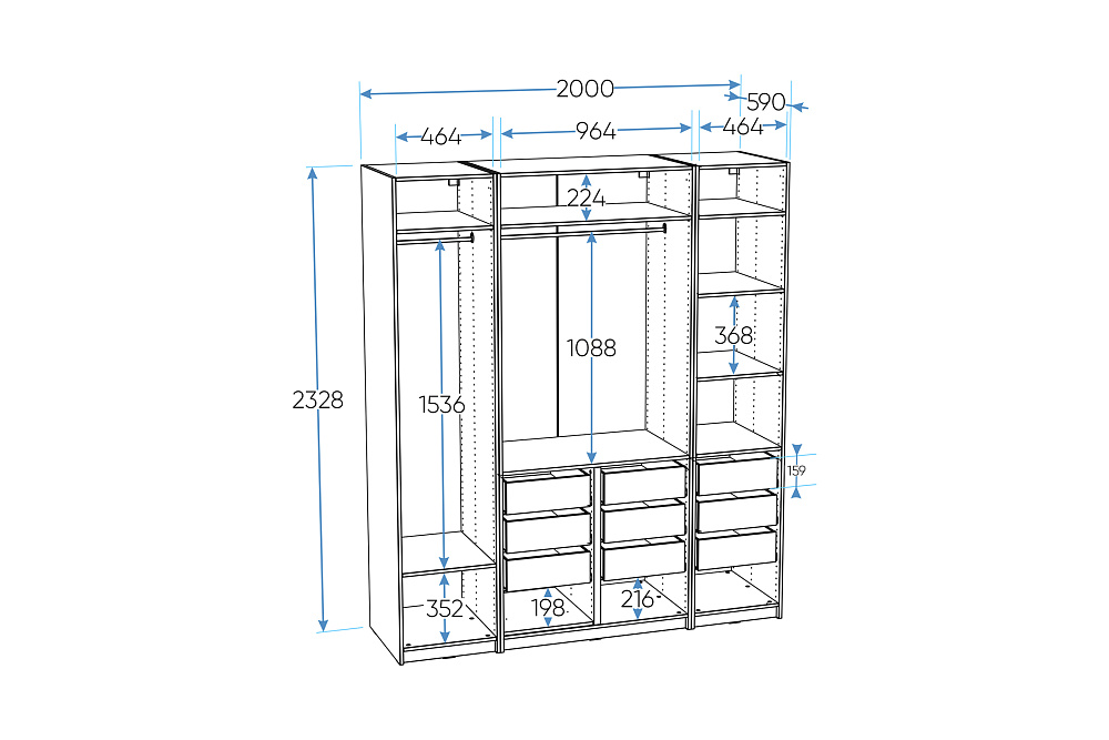 Гардеробная прямая Макс №3 серая