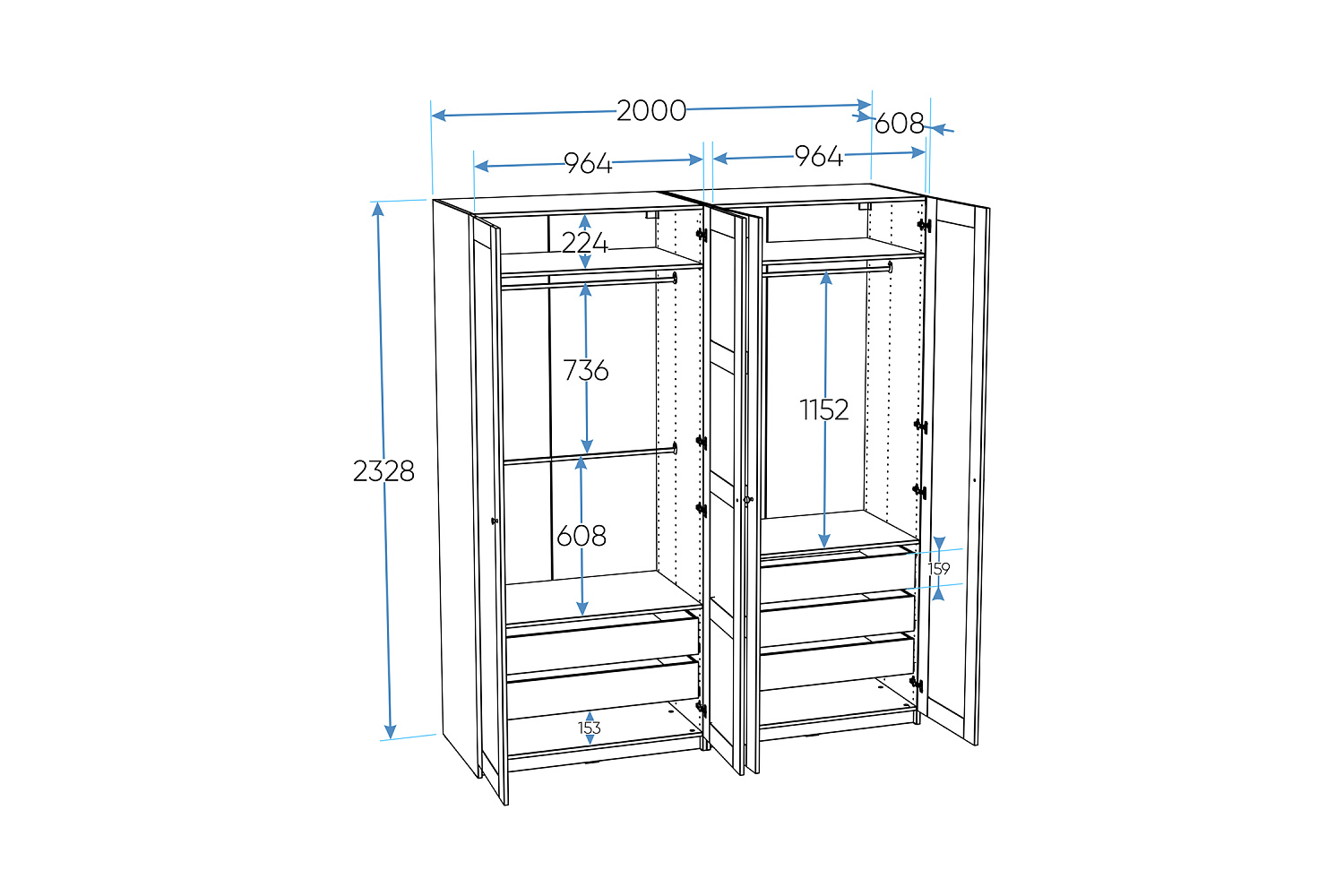 Гардеробная прямая Макс №4 белая