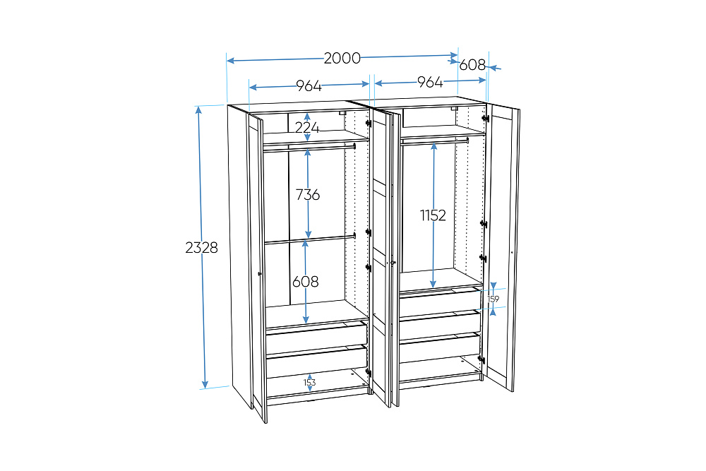 Гардеробная прямая Макс №4 белая