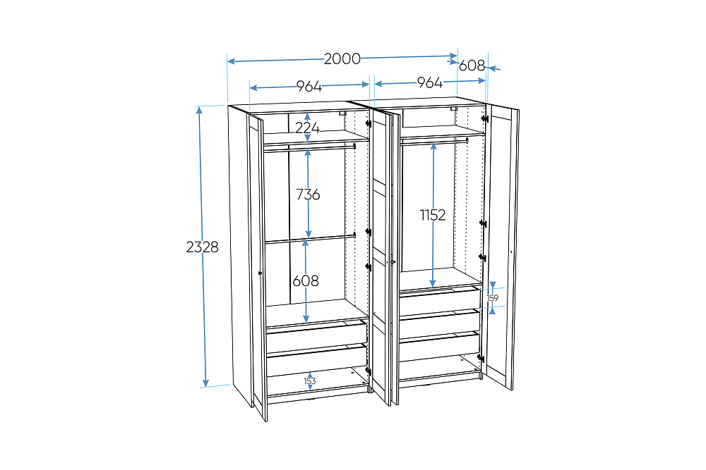 Гардеробная прямая Макс №4 серая