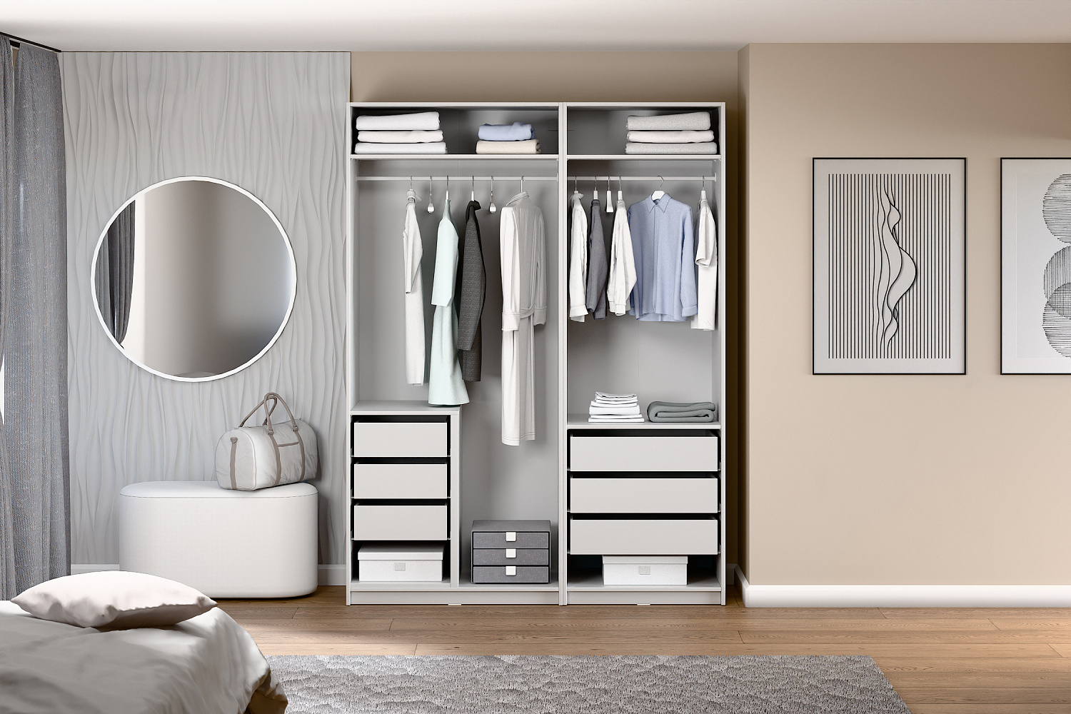 Гардеробная прямая Макс №6 белая