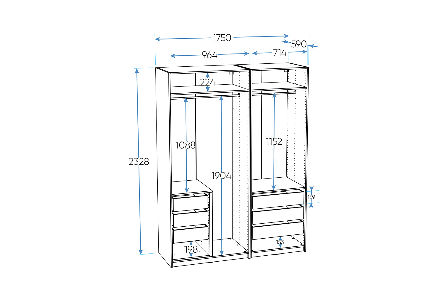 Гардеробная прямая Макс №6 белая