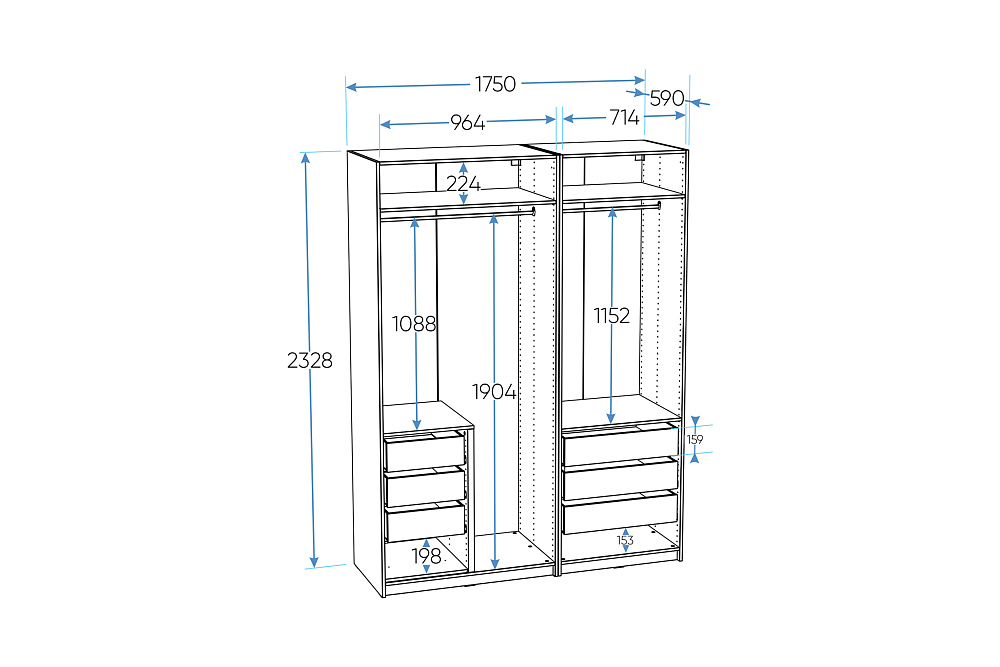 Гардеробная прямая Макс №6 белая
