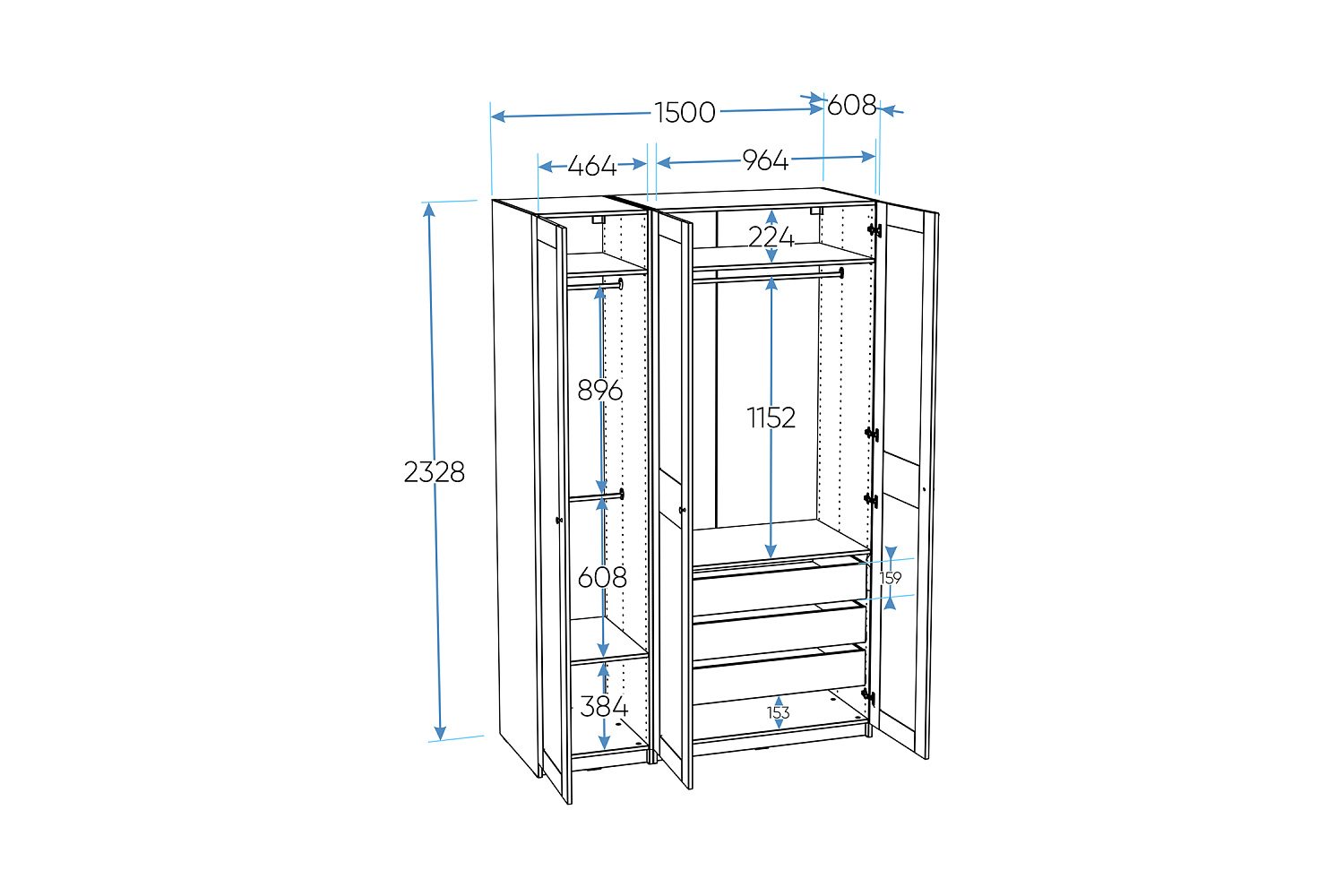 Гардеробная прямая Макс №7 белая