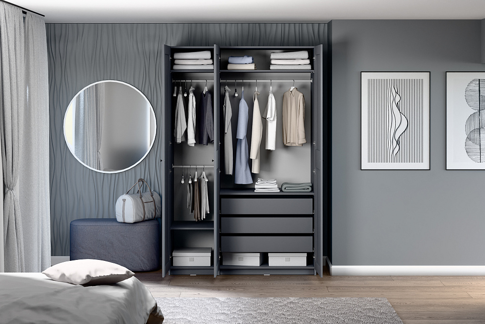 Гардеробная прямая Макс №7 серая