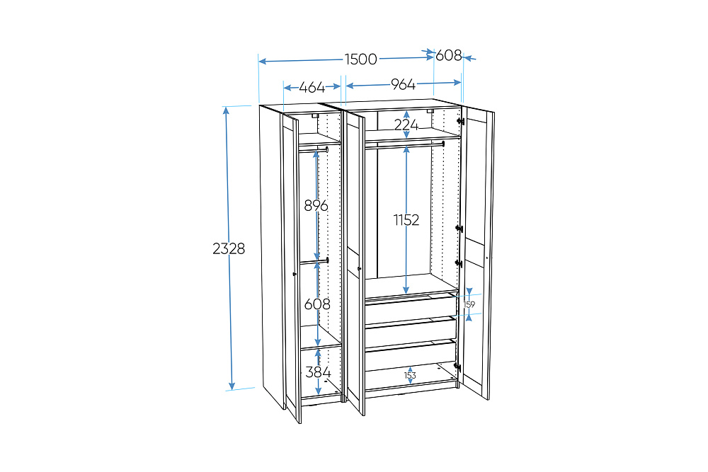 Гардеробная прямая Макс №7 серая