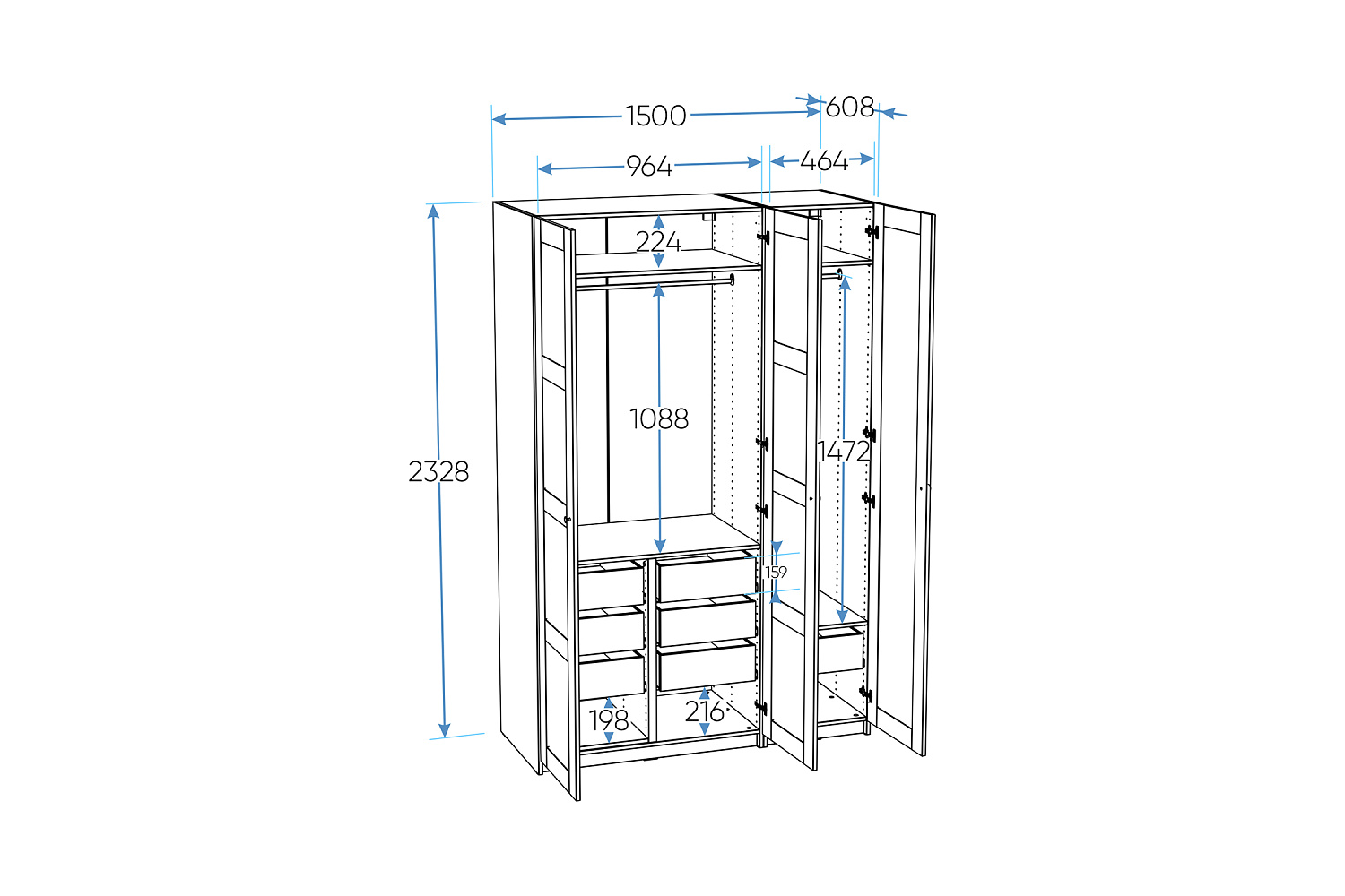 Гардеробная прямая Макс №8 белая
