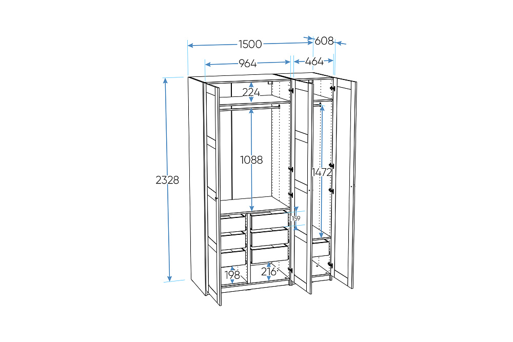 Гардеробная прямая Макс №8 белая