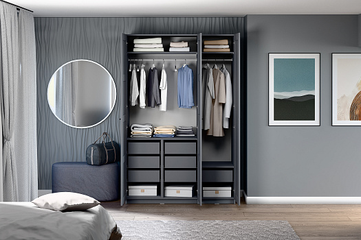 Гардеробная прямая Макс №8 серая