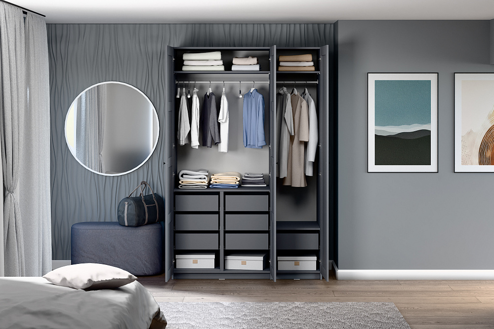 Гардеробная прямая Макс №8 серая