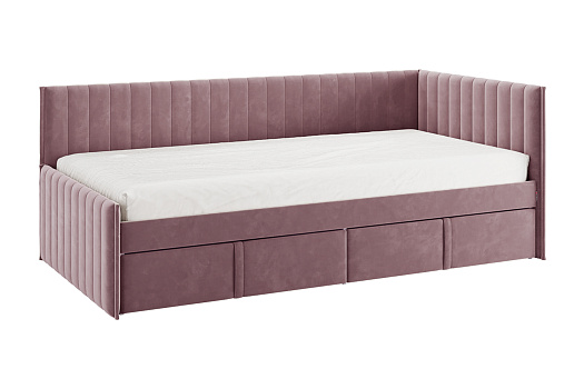 Тахта с ящиками Твикс велюр пудра