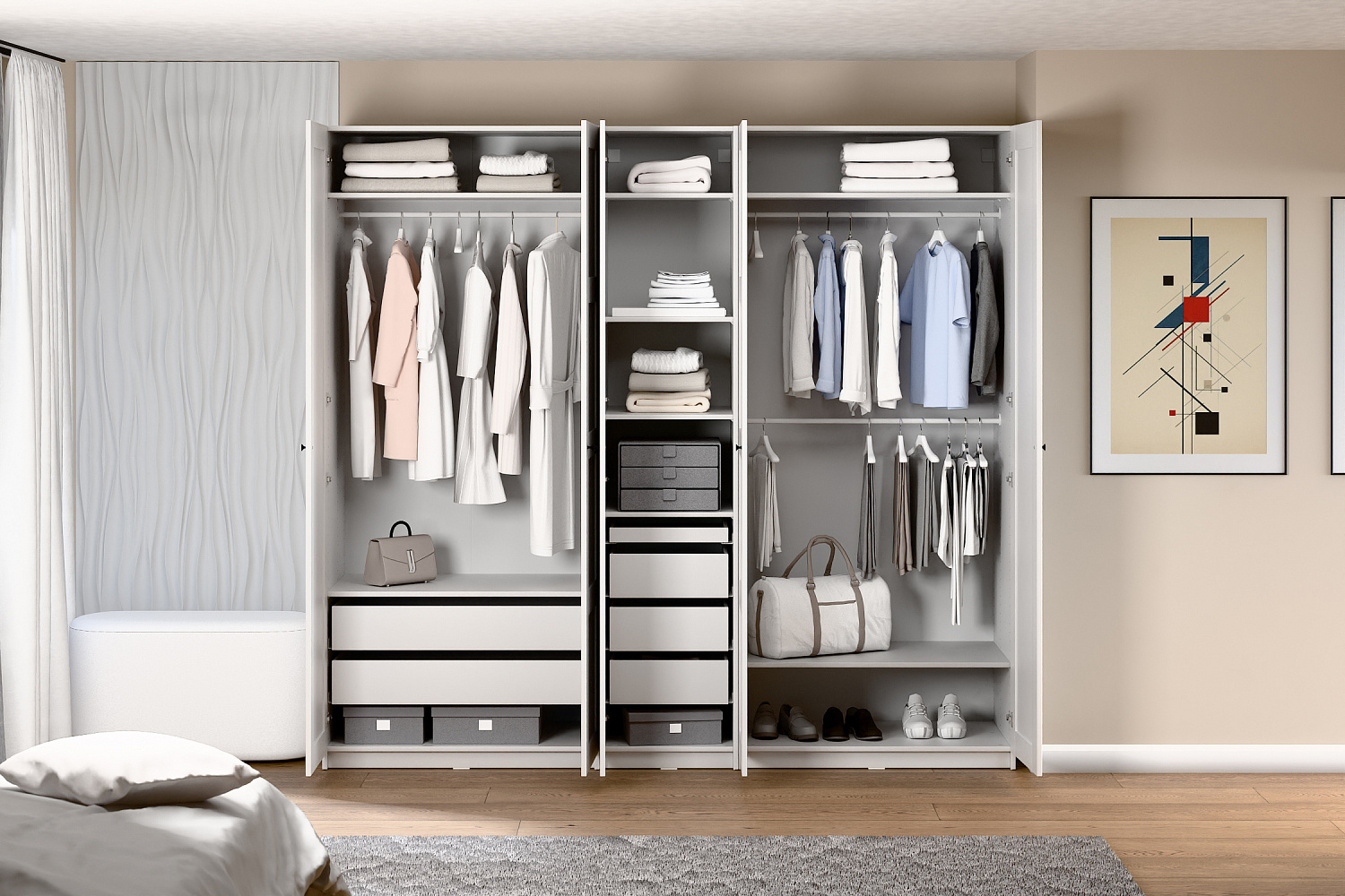 Гардеробная прямая Макс №1 белая 