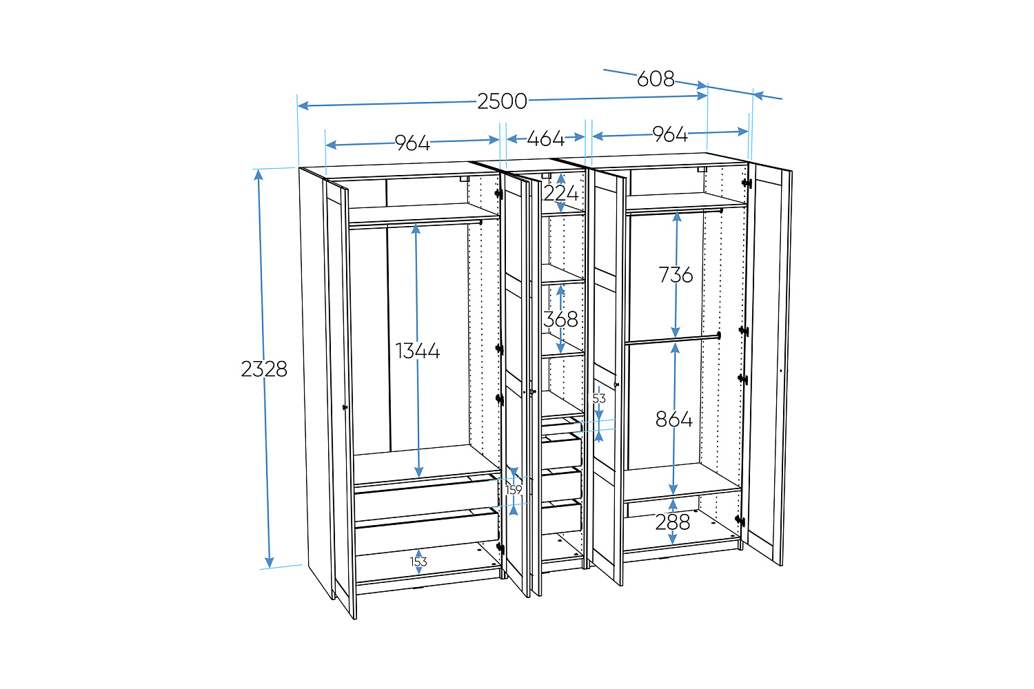 Гардеробная прямая Макс №1 белая 