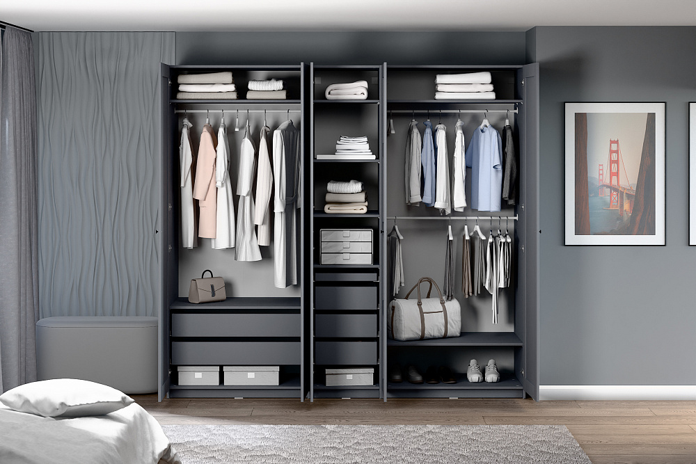 Гардеробная прямая Макс №1 серая