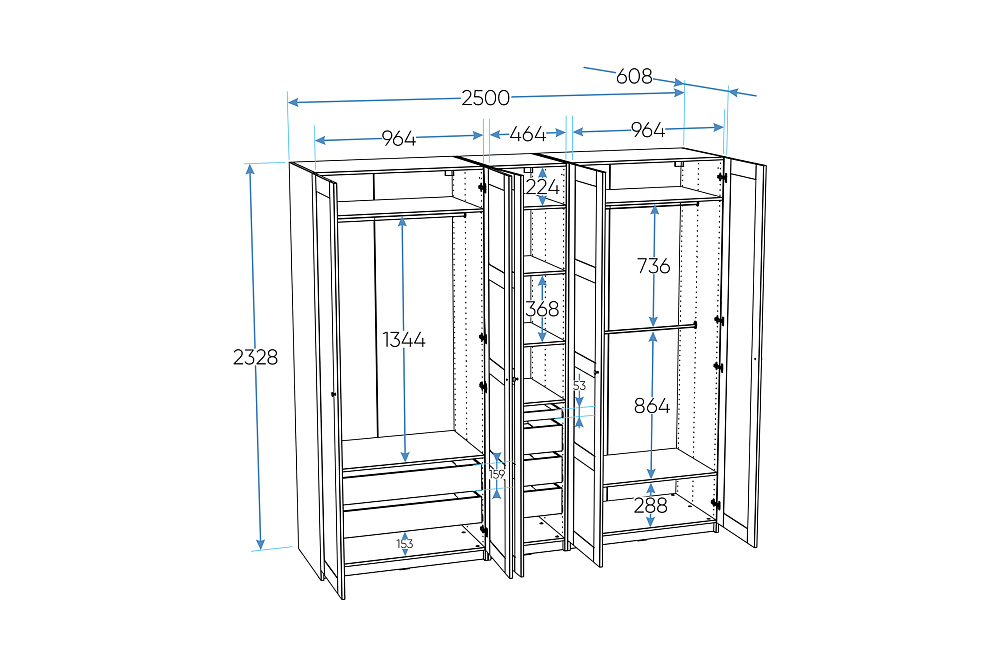 Гардеробная прямая Макс №1 серая