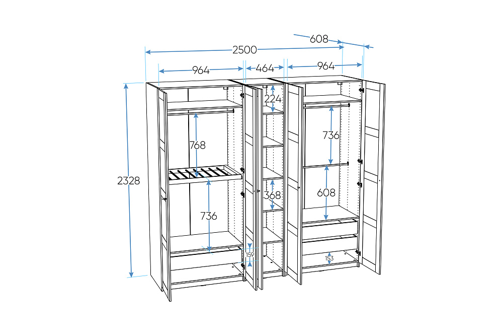Гардеробная прямая Макс №2 белая