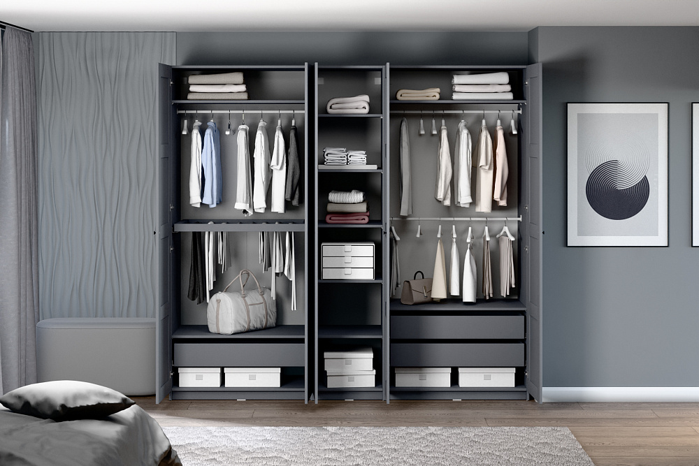 Гардеробная прямая Макс №2 серая