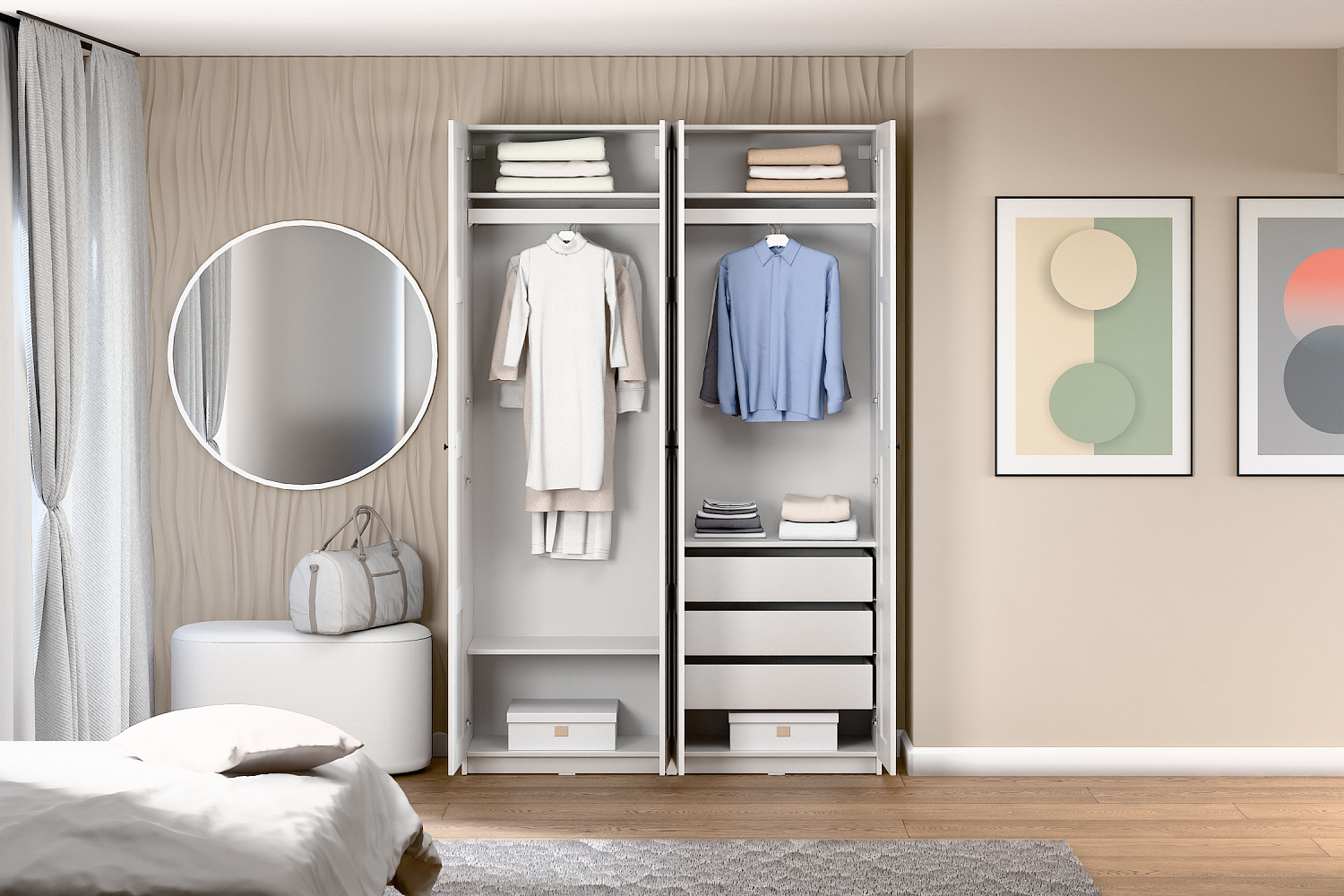 Гардеробная прямая Макс №9 белая