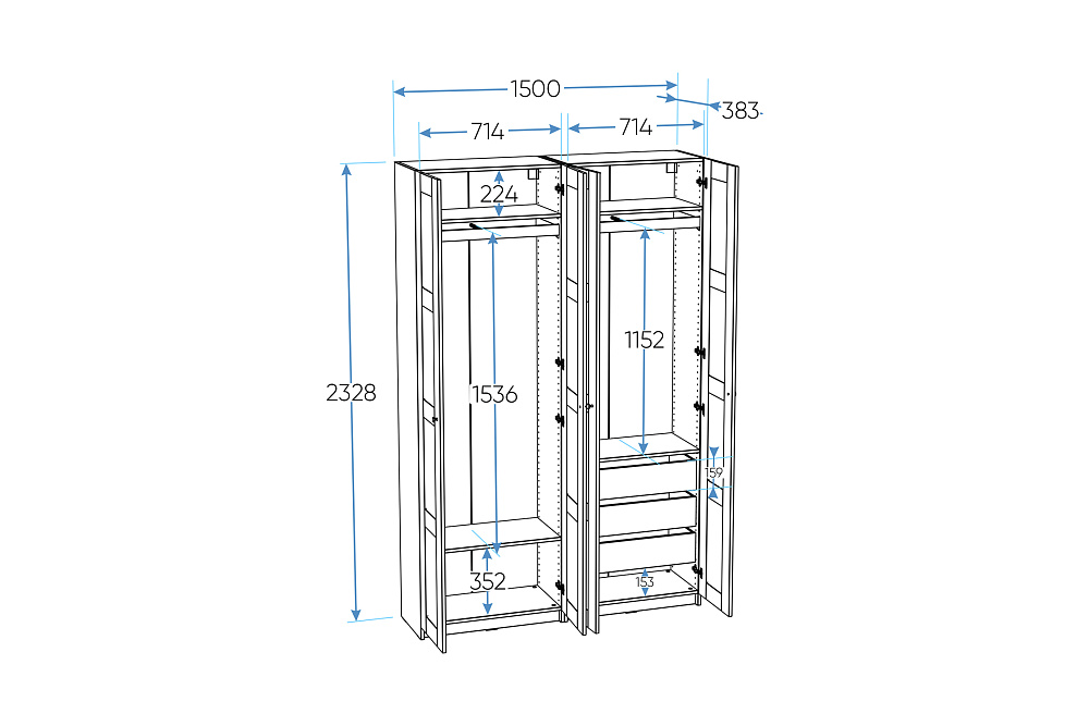 Гардеробная прямая Макс №9 белая