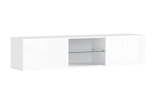 ТВ-тумба подвесная Норд белый / белый глянец холодный