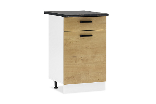 Брауни Н500-1Я шкаф нижний с ящиком белый гладкий / дуб вотан