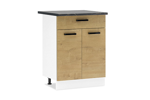 Брауни Н600-1Я шкаф нижний с ящиком белый гладкий / дуб вотан