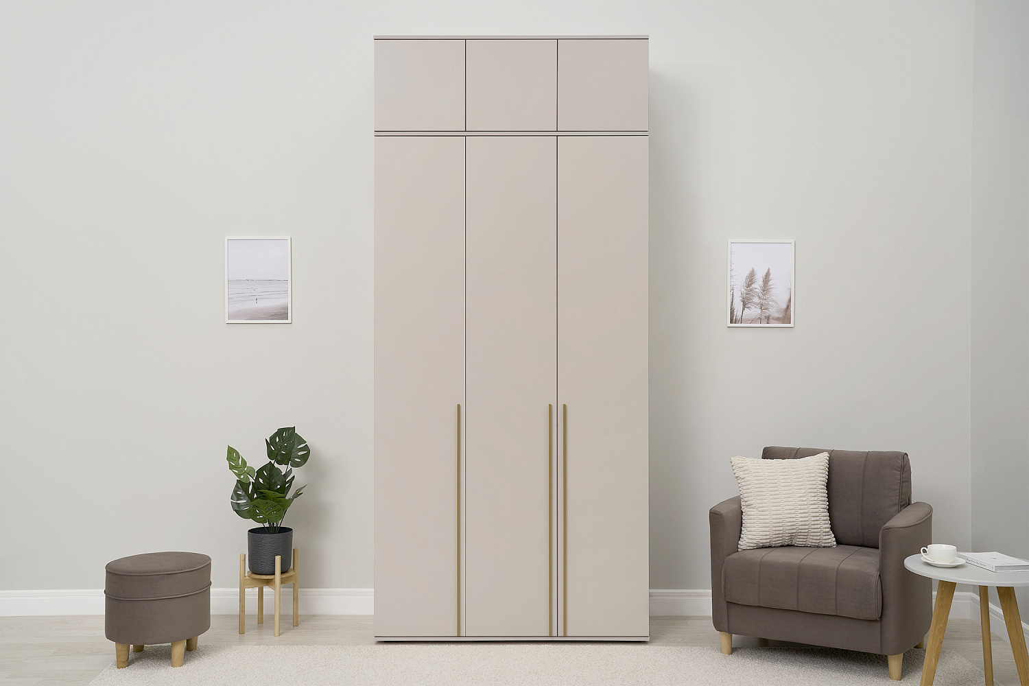 Шкаф 3-х створчатый с антресолью Норд кашемир