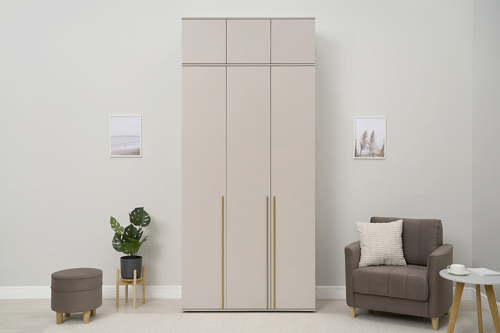 Шкаф 3-х створчатый с антресолью Норд кашемир