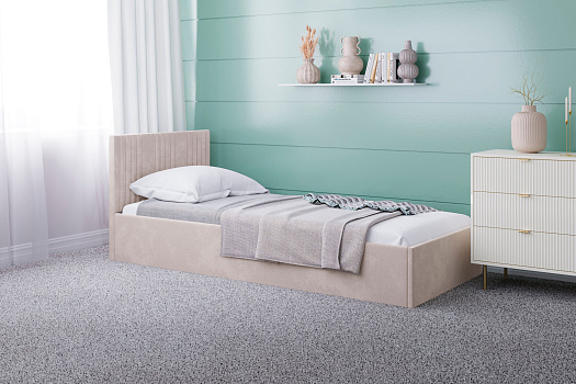 Кровать односпальная Амелия велюр бежевый