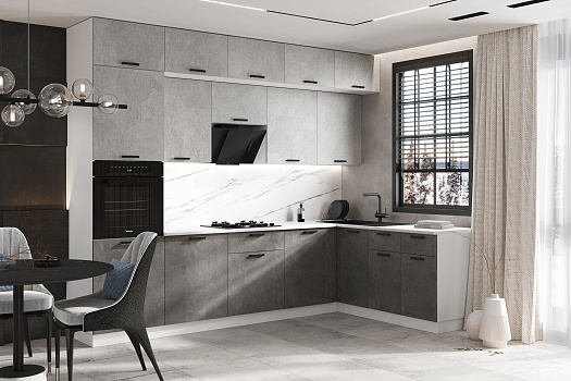 Кухня угловая Рио NEW №5 3.0 х 1.8 м бетон светлый / бетон темный