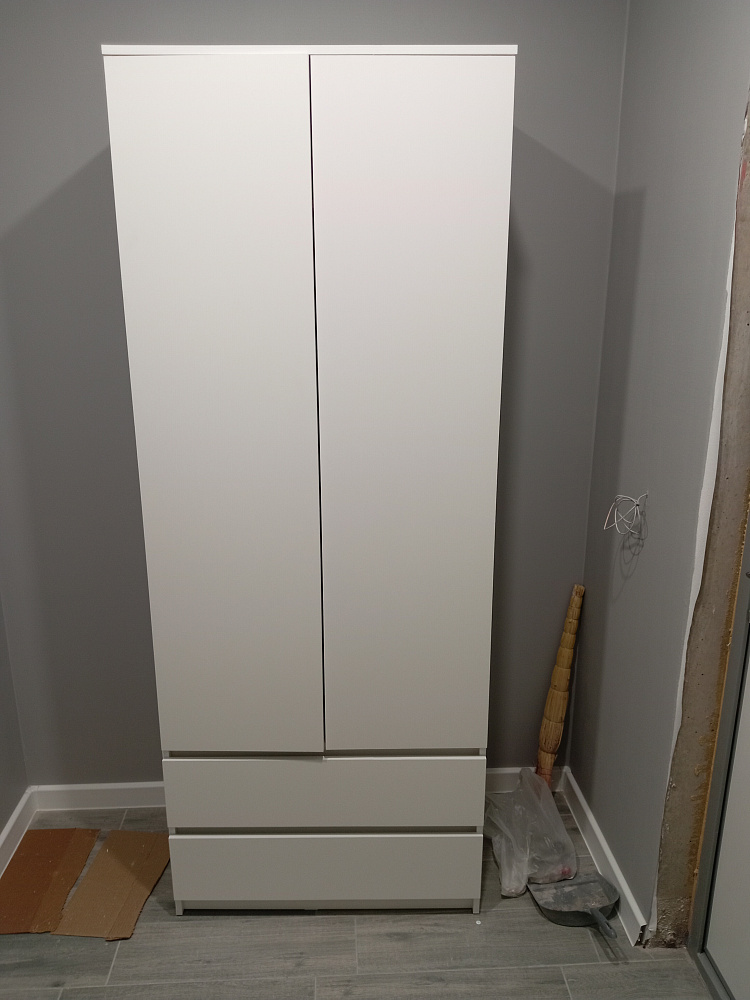 Шкаф 2-х створчатый с ящиками Эккервуд графит серый