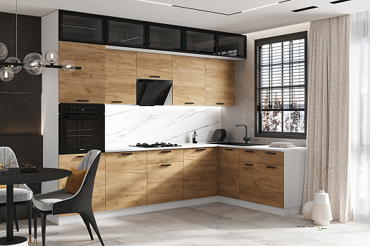 Кухня угловая Рио NEW №4 3.0 х 1.8 м дуб крафт