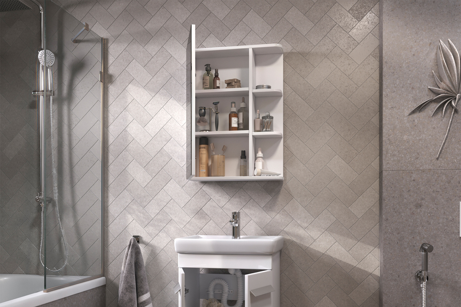 Зеркало-шкаф навесной Nova белый