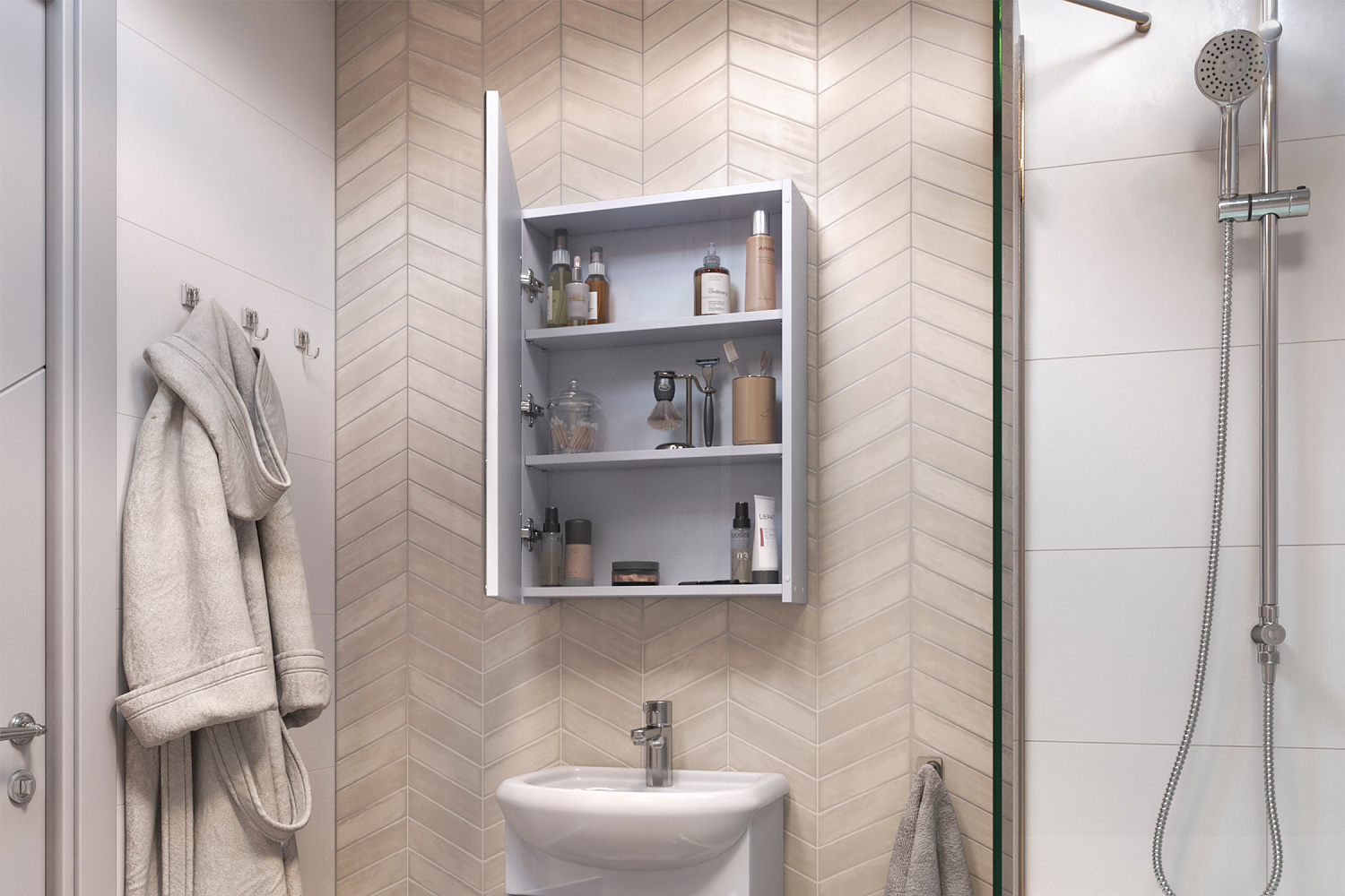 Зеркало-шкаф Grand белый