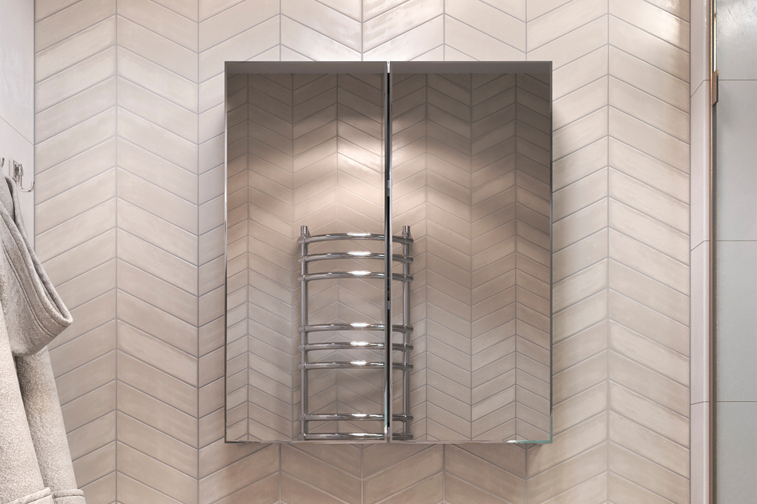 Зеркало-шкаф 2-х створчатый Grand белый