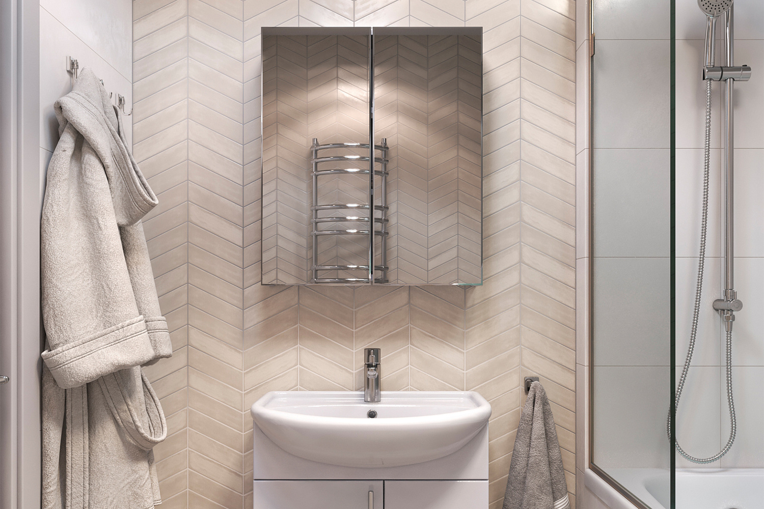 Зеркало-шкаф 2-х створчатый Grand белый