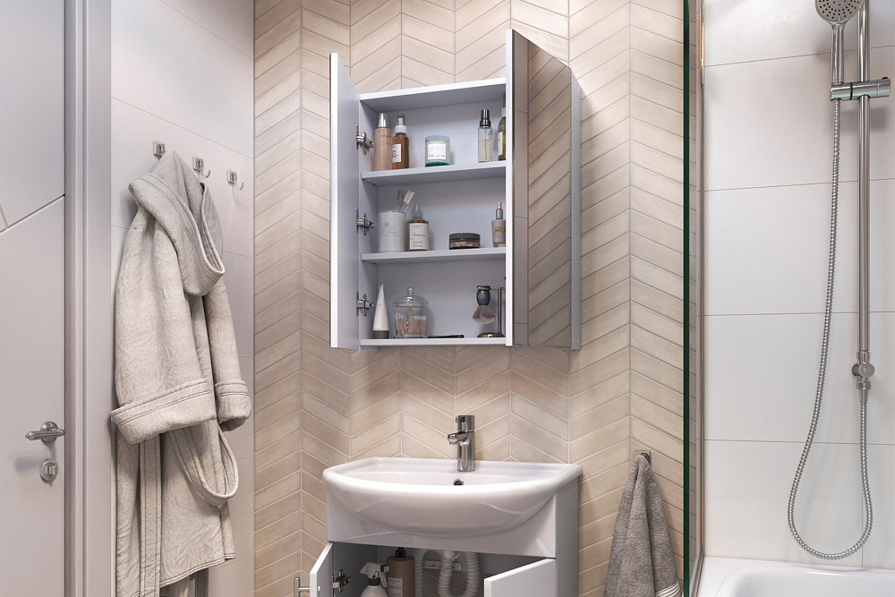 Зеркало-шкаф 2-х створчатый Grand белый