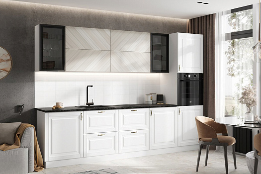 Кухня Престиж №1 3.0 м браш вайт / прайм жемчуг