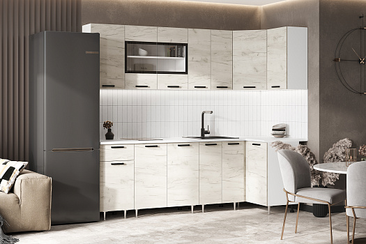 Кухня угловая Рио NEW 2.4 х 1.0 м дуб крафт белый