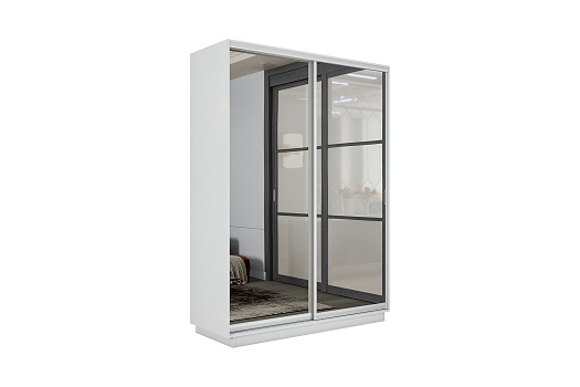 Шкаф-купе двухдверный с зеркалами Экспресс 2 белый снег