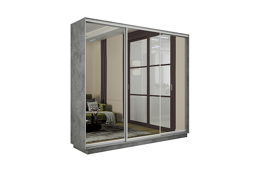 Шкаф-купе трехдверный с зеркалами Экспресс 2 бетон