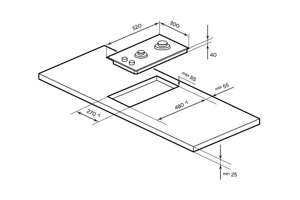 Газовая варочная поверхность LEX GVG 325 BBL