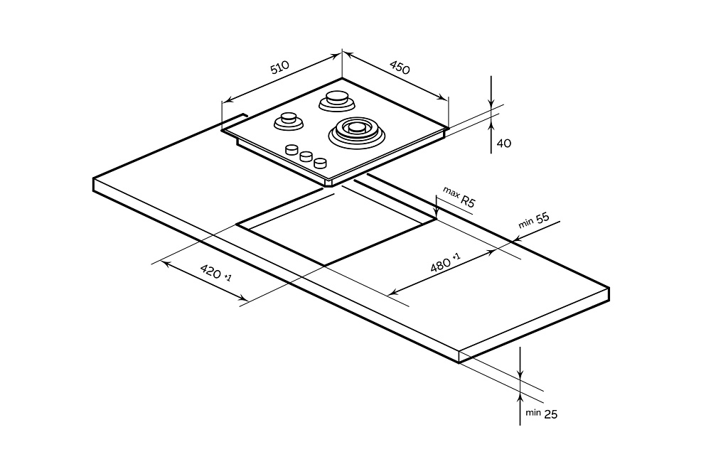 Газовая варочная поверхность LEX GVG 431 BBL